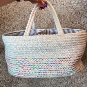 Cream and Multicolor Rope Basket/Diaper carrier